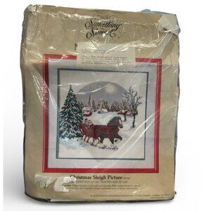 Vintage NOS Something Special Needlepoint Christmas Sleigh Picture Kit 30540